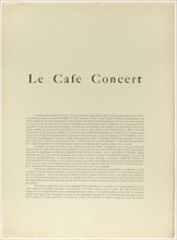 Text Booklet for Le Café-Concert, 1893, Text by Georges Montorgueil (French, 1837-1933), printed by