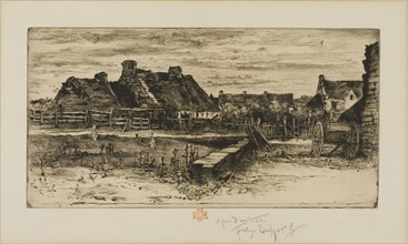 The Large Thatched Cottages, 1881, Félix Hilaire Buhot, French, 1847-1898, France, Etching and
