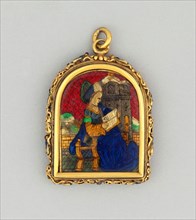 Reliquary Pendant of Saint Barbara, c. 1500, French or Netherlandish, France, Gold and enamel, 3.5