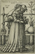 The Lady and Death, 1541, Sebald Beham, German, 1500-1550, Germany, Engraving in black on ivory
