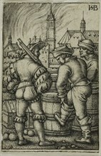 The Guard Near the Powder Casks, n.d., Sebald Beham, German, 1500-1550, Germany, Engraving in black