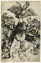 Coat of Arms with Lion and Rooster, 1503, printed after 1550, Albrecht Dürer, German, 1471-1528,