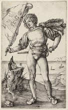 The Standard Bearer, c. 1500, Albrecht Dürer, German, 1471-1528, Germany, Engraving in black on