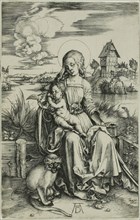 Madonna with the Monkey, c. 1498, Albrecht Dürer, German, 1471-1528, Germany, Engraving in black on