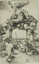 Witch Riding Backwards on a Goat, 1500/02, Albrecht Dürer, German, 1471-1528, Germany, Engraving in
