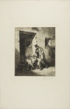 Letting the Sheep Out, 1876, Charles Émile Jacque, French, 1813-1894, France, Etching and aquatint