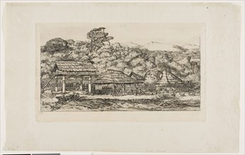 Native Barns and Huts at Akaroa, Banks’ Peninsula, 1845, 1865, Charles Meryon, French, 1821-1868,