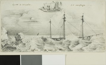 Shipwreck, 1839, Charles Meryon, French, 1821-1868, Paris, Graphite with smudging, on off-white