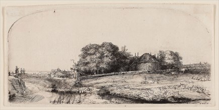 Cottages and a Hay Barn on the Diemerdijk with a Flock of Sheep, 1650, Rembrandt van Rijn, Dutch,