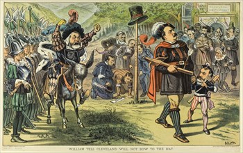 William Tell Cleveland Will Not Bow to the Hat, from Puck, published May 16, 1883, Bernard Gillam