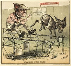 Will He Go in The Traces, from Puck, published August 27, 1879, James A. Wales, American,