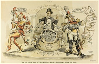 The Last Three Hopes of the Republican Party, from Puck, 1892, Frederick Burr Opper, American,