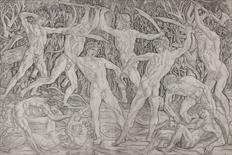 Battle of the Naked Men, 1470/75, Antonio Pollaiuolo, Italian, 1433-1498, Italy, Engraving in black