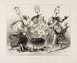 Too Many Cooks Spoil the Broth, plate 129 from Actualités, 1850, Honoré Victorin Daumier, French,