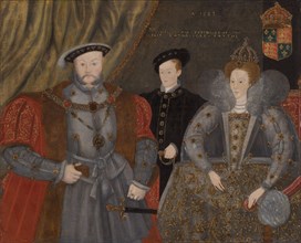 Henry VIII, Elizabeth I, and Edward VI, 1597, English, England, Oil on panel, 24 3/4 × 30 11/16 in.