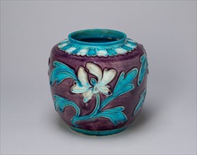 Jar with Peonies and lid, Ming dynasty (1368–1644), 16th century, China, Fahua ware, stoneware with