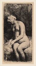 Woman Bathing her Feet at a Brook, 1658, Rembrandt van Rijn, Dutch, 1606-1669, Holland, Etching on