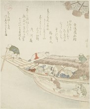 Ferry boat on the Yodo River, c. 1815/25, Teisai Hokuba, Japanese, 1771-1844, Japan, Color