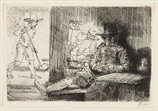 The Ringball Player, 1654, Rembrandt van Rijn, Dutch, 1606-1669, Holland, Etching on ivory laid