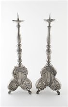 Pair of Altar Candlesticks, Mid 18th century, Germany, Pewter, 58.4 x 19.1 x 19.1 cm (23 x 7 1/2 x
