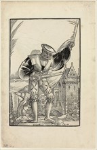 German Soldier Standing with Flag (recto) and German Soldier Marching with Flag (verso) from Wappen