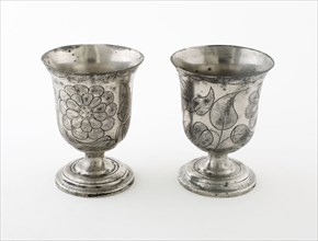Pair of Footed Goblets, 18th century, Continental Europe, possibly France, Europe, Pewter, 10.2 × 8