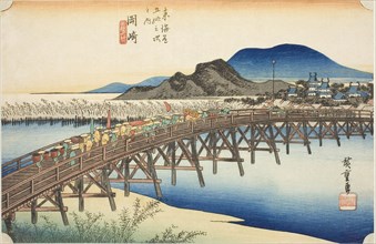 Okazaki: Yahagi Bridge (Okazaki, Yahagi no hashi), from the series Fifty-three Stations of the