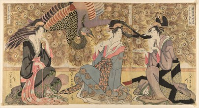 A parody of courtesans on display at the Ogiya (Ogiya mise yatsushi), c. 1795, Chokosai Eisho,
