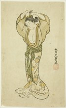 Woman Arranging Her Hair, 1765, Kyosen, Japanese, 1722–1777, Japan, Color woodblock print, hosoban,