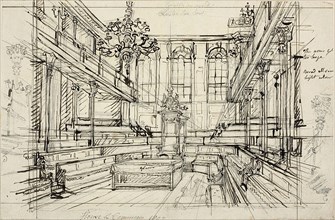 Study for House of Commons, from Microcosm of London, 1807, Augustus Charles Pugin, English, born