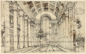 Study for Egyptian Hall Mansion House, from Microcosm of London, c. 1809, Augustus Charles Pugin,