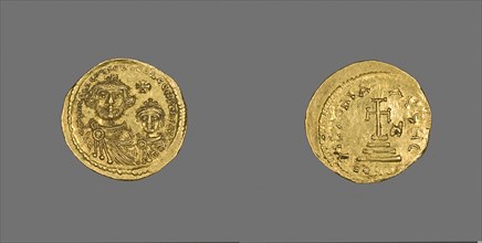 Solidus (Coin) Portraying Heraclius and His Son Heraclius Constantine, 613/616, Byzantine, minted
