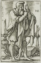St. Simon, plate 11 from The Twelve Apostles, 1545, Sebald Beham, German, 1500-1550, Germany,