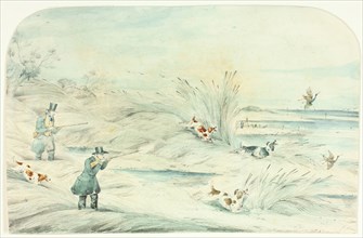 Hunt Crossing Stream Shooting Ducks, c. 1888, Unknown Artist, after Henry Alken (English,