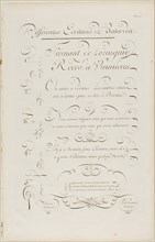 Various Slanted Calligraphy, from Encyclopédie, 1760, Aubin (French, active 18th century), after