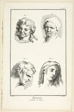 Drawing: Expressions of Emotion (Laughter, Weeping, Compassion, Sadness), from Encyclopédie,