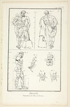 Design: Proportions of the Farnese Hercules, from Encyclopédie, 1762/77, Benoît-Louis Prévost