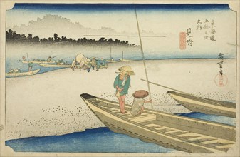 Mitsuke: View of the Tenryu River (Mitsuke, Tenryugawa zu), from the series Fifty-three Stations of