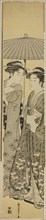 Two Girls under an Umbrella, c. 1788/89, Chobunsai Eishi, Japanese, 1756-1829, Japan, Color