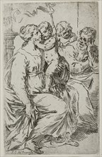 The Holy Family, n.d., Simone Cantarini, Italian, 1612-1648, Italy, Etching on paper, 133 x 84 mm