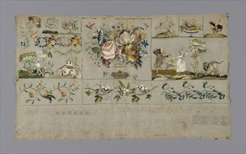 Sampler, 19th century, Possibly France, France, Linen, plain weave, cutwork embroidered with cotton