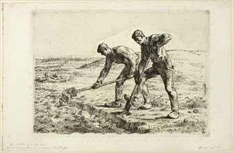 Two Men Digging, 1855–56, Jean François Millet (French, 1814-1875), printed by Auguste Delâtre