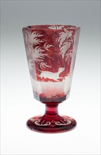Wine Glass, Mid to late 19th century, Bohemia, Czech Republic, Bohemia, Glass, blown, cut, stained