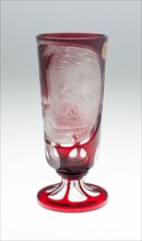 Tall Beaker, c. 1850/75, Bohemia, Czech Republic, Bohemia, Glass, blown, cut, stained red and