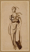 Figure of a Woman, c. 1776, George Romney, English, 1734-1802, England, Brush and brown ink on