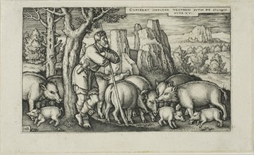 The Prodigal Son with the Swine, plate three from The History of the Prodigal Son, n.d., Sebald