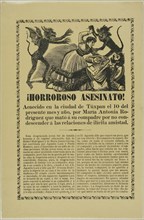Horrible Murder!, 1890s, José Guadalupe Posada, Mexican, 1852-1913, México, Relief engraving or