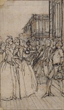 Literary Illustration with Two Ladies and Two Gentlemen in a Street, n.d., Hubert François