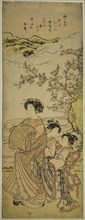 Courtesan and Two Attendants Parading by a Stream, c. 1776, Isoda Koryusai, Japanese, 1735-1790,