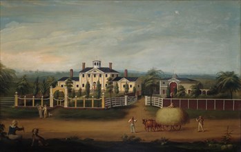 New England Country Seat, 1800/20, American, 18th/19th century, New England, Oil on yellow poplar